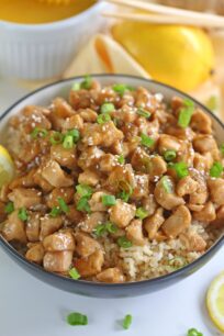 Healthy Honey Lemon Chicken is one of the fastest, most delicious and flavorful dinners you can make in 30 minutes! Not fried and with no processed sugar!