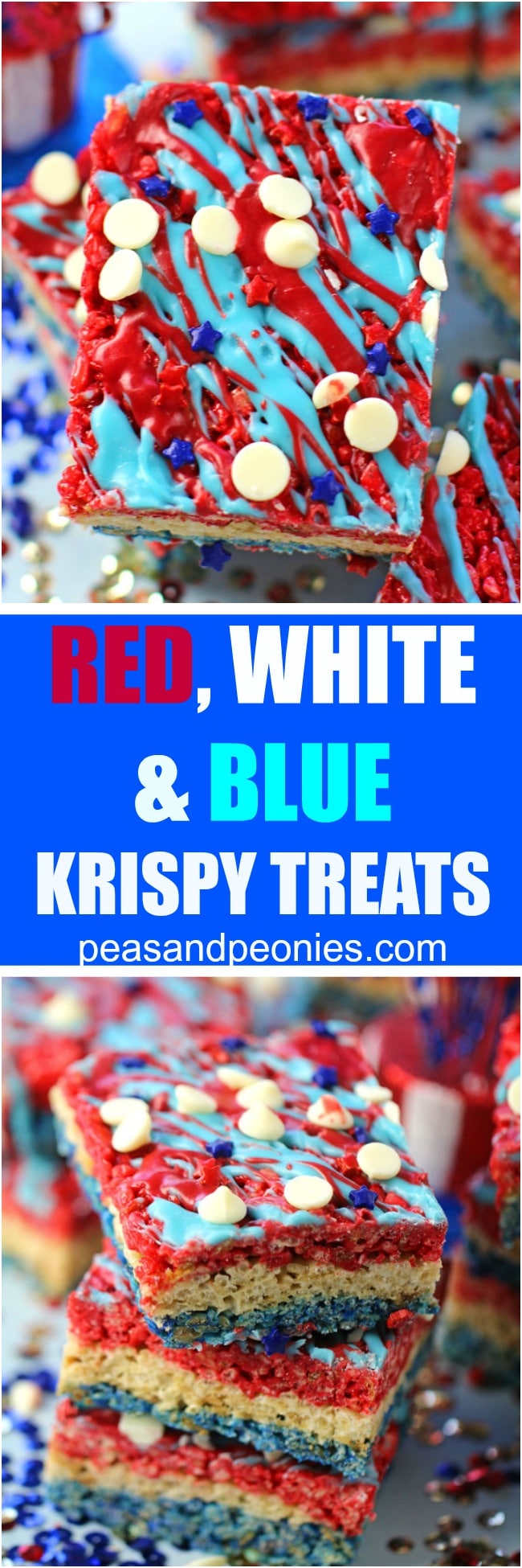 RED WHITE AND BLUE RICE KRISPY TREATS - Sweet and Savory Meals
