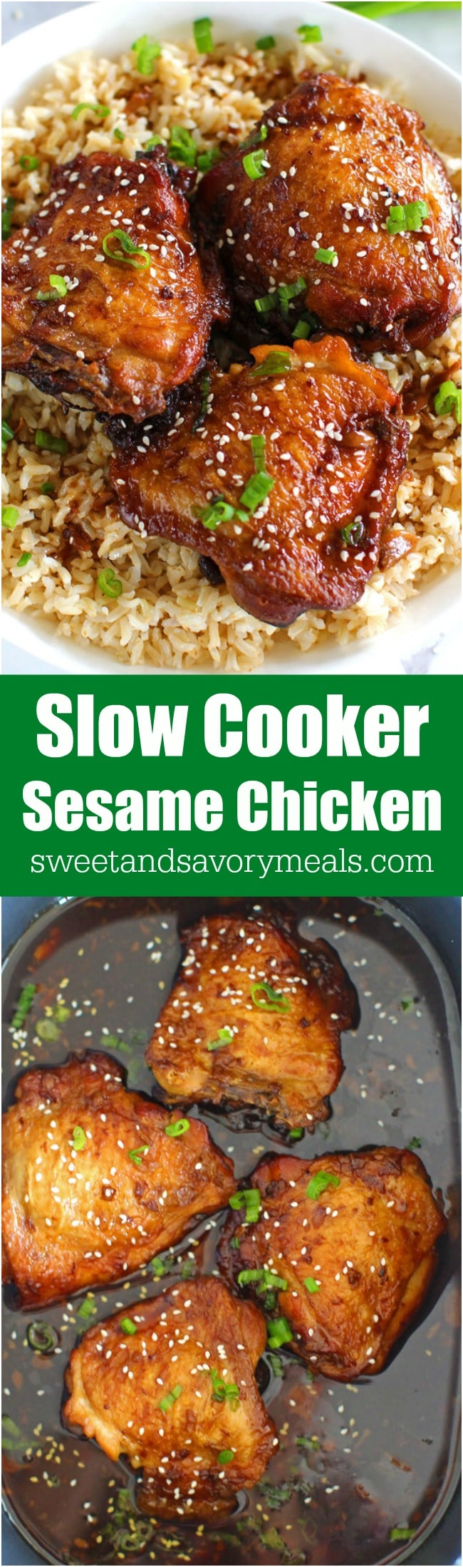 Slow Cooker Garlic Sesame Chicken - Sweet and Savory Meals