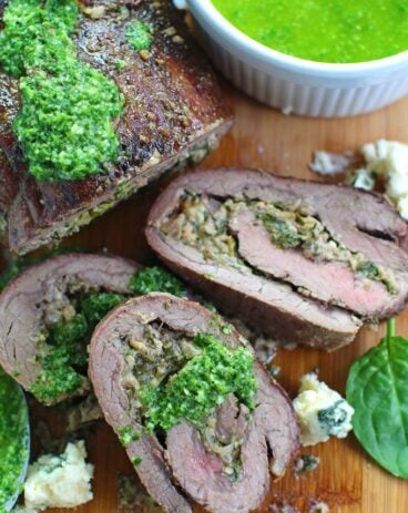 Stuffed Flank Steak with Spinach and Blue Cheese