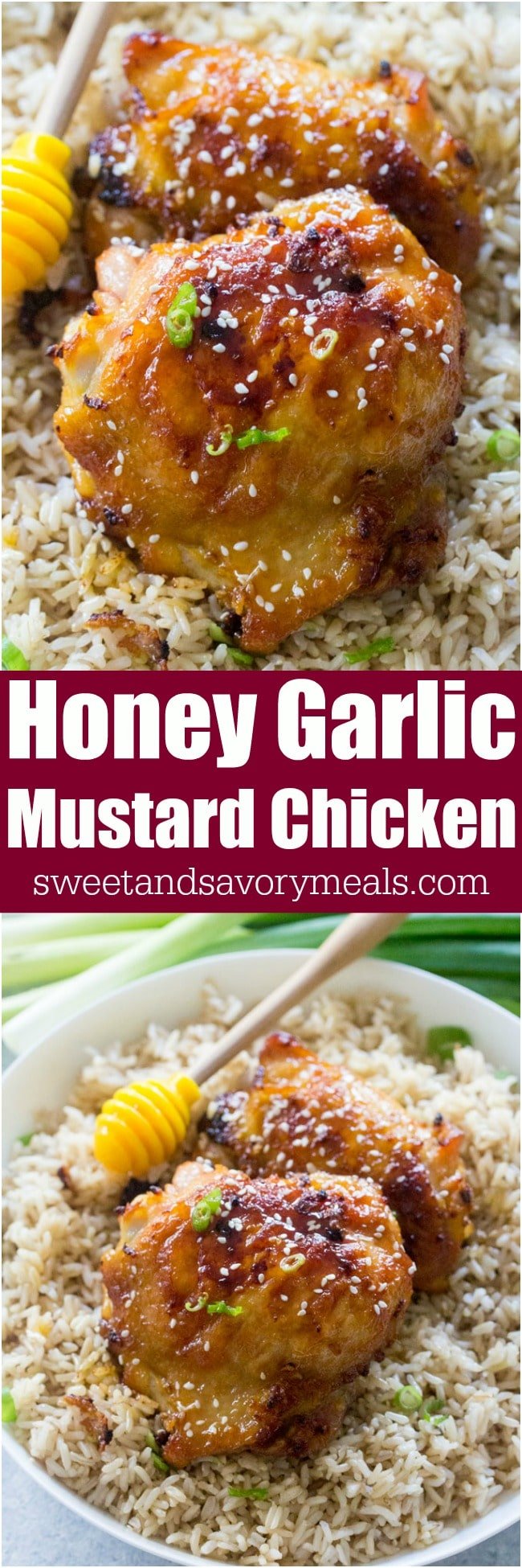 One Pan Honey Garlic Mustard Chicken made with just 6 ingredients, makes weeknight dinners easy and delicious.