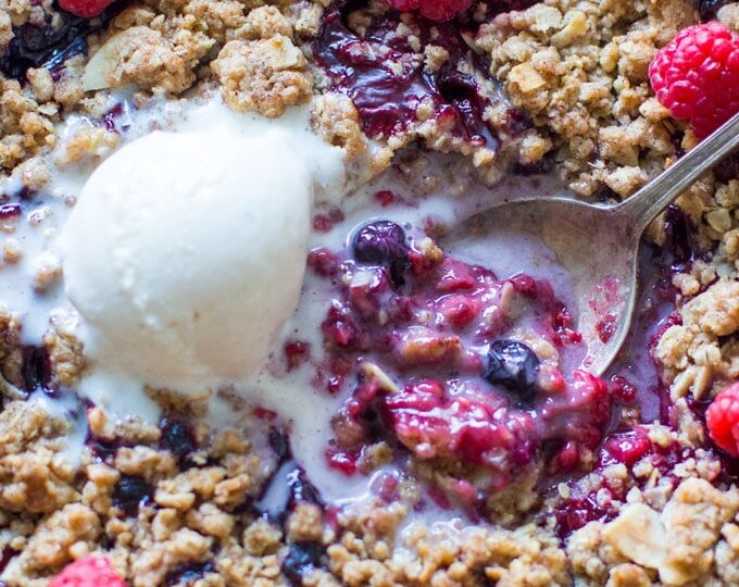 Mixed Berry Crisp is such an easy and delicious recipe that anyone can easily make. Juicy berries, under a sweet, crisp, golden crust!