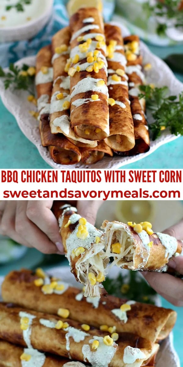 easy bbq chicken taquitos pin