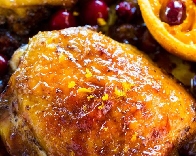 Cranberry Orange Chicken is the perfect, one pan, seasonal meal made with juicy, tart cranberries and fresh orange juice and zest.