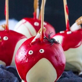 Bloody Halloween Desserts like these Chocolate Dipped Apples, are a fun and easy way to take your Halloween treats to a new scary, delicious and fun level!
