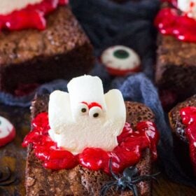 Bloody Halloween Desserts like these Brownie Ghost Graves, are a fun and easy way to take your Halloween treats to a new scary, delicious and fun level!