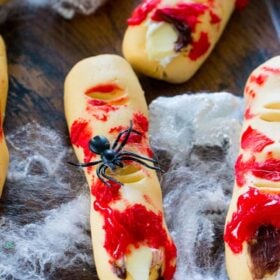 Bloody Halloween Desserts like these Witch Fingers, are a fun and easy way to take your Halloween treats to a new scary, delicious and fun level!