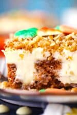 Carrot Cake Poke Cake with Mascarpone Frosting- Sweet and Savory Meals