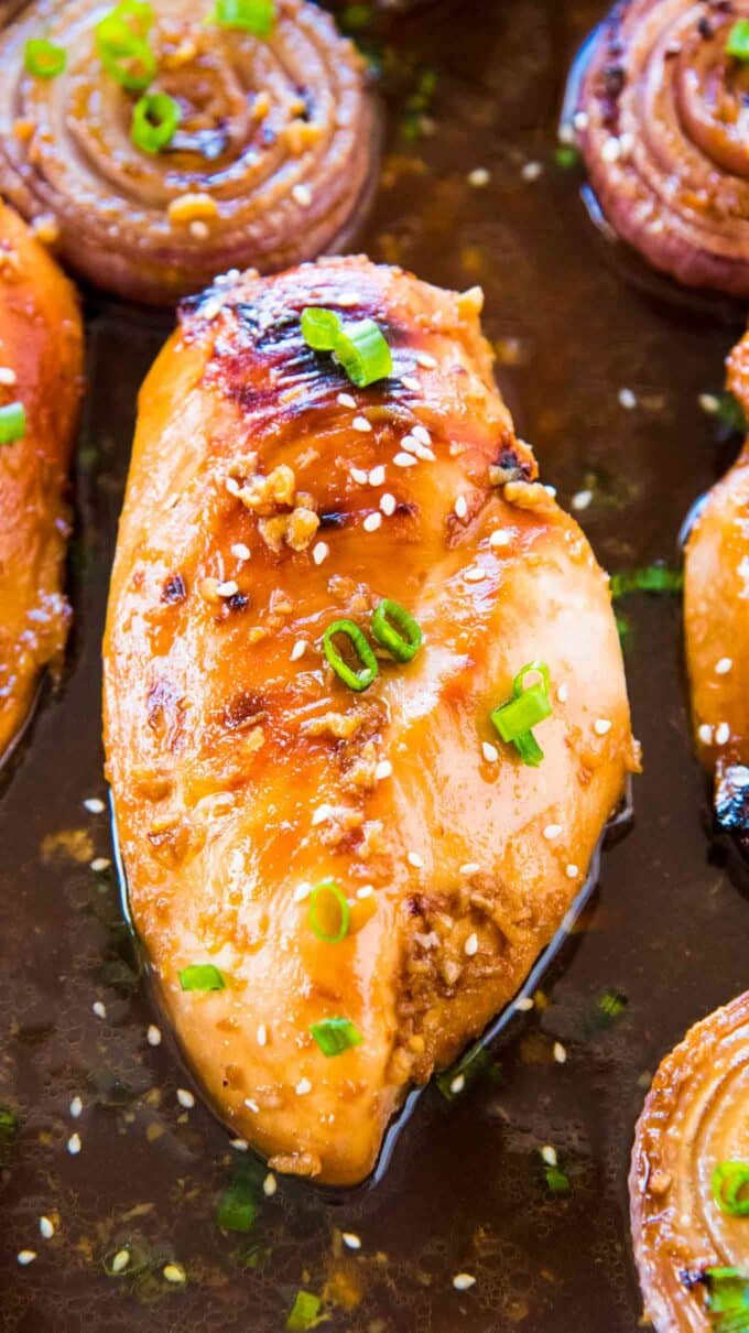 Oven Baked Mongolian Chicken is the perfect combo of sweet and savory. A very easy dish, made in one pan and baked instead of fried.