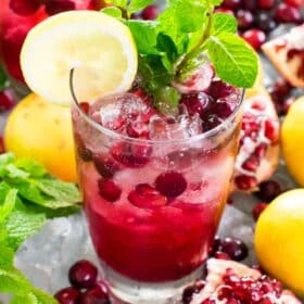 Cranberry Mocktail is the perfect fall drink, sweet and refreshing, can also be made ahead of time for your Thanksgiving feast.