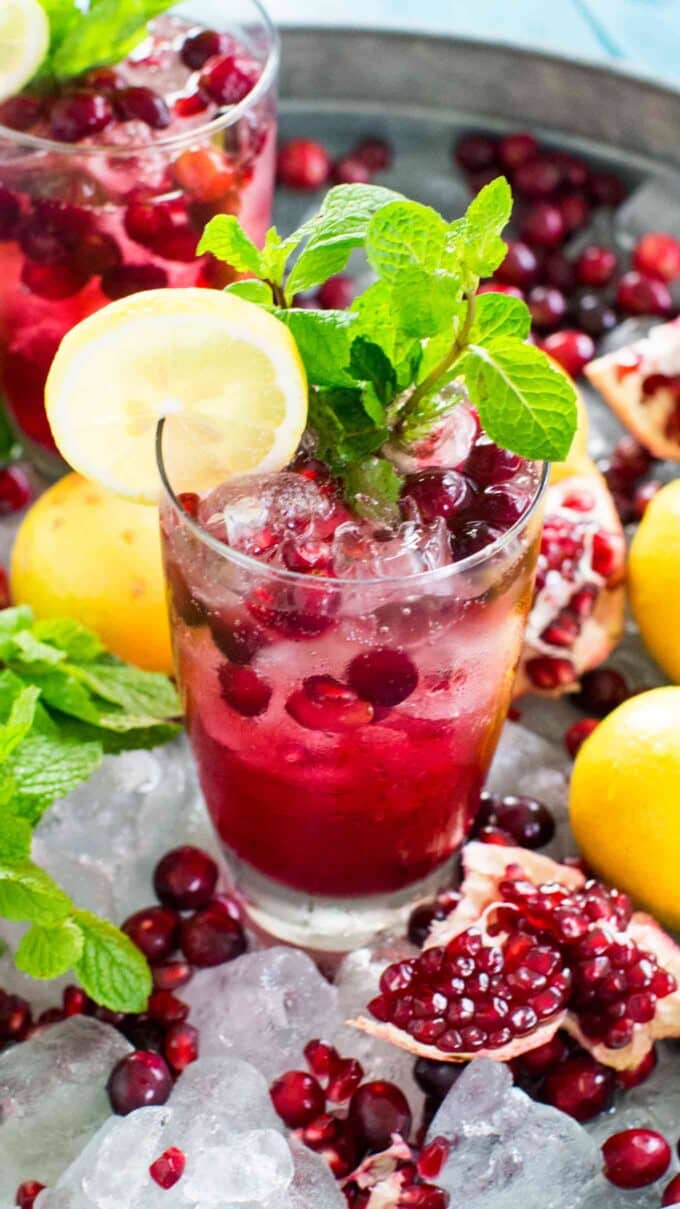 Cranberry Mocktail is the perfect fall drink, sweet and refreshing, can also be made ahead of time for your Thanksgiving feast.