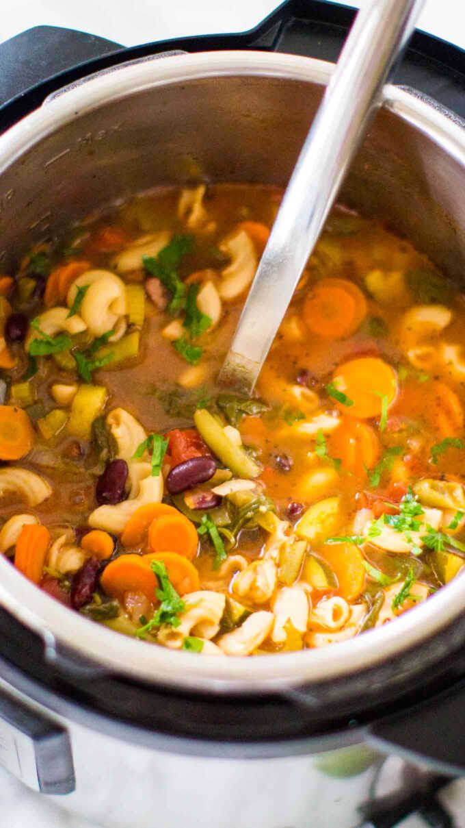 Picture of pressure cooker minestrone soup. 