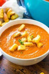 Homemade Panera Bread Creamy Tomato Soup Copycat is the chain's classic, famous, creamy soup that will warm your soul and make your taste buds happy.