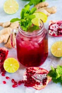 Ginger Pomegranate Mojito made with fresh ginger is the perfect fall drink. With a gorgeous color and a sweet, refreshing taste, this will become your go to drink.