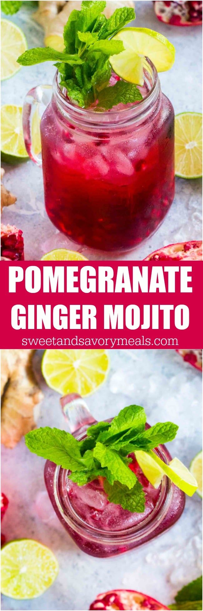 Ginger Pomegranate Mojito made with fresh ginger is the perfect fall drink. With a gorgeous color and a sweet, refreshing taste, this will become your go to drink.