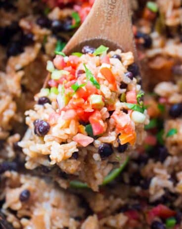 Easy Slow Cooker Rice and Beans is the perfect side dish or vegetarian meal you can make in the slow cooker with just a few ingredients.
