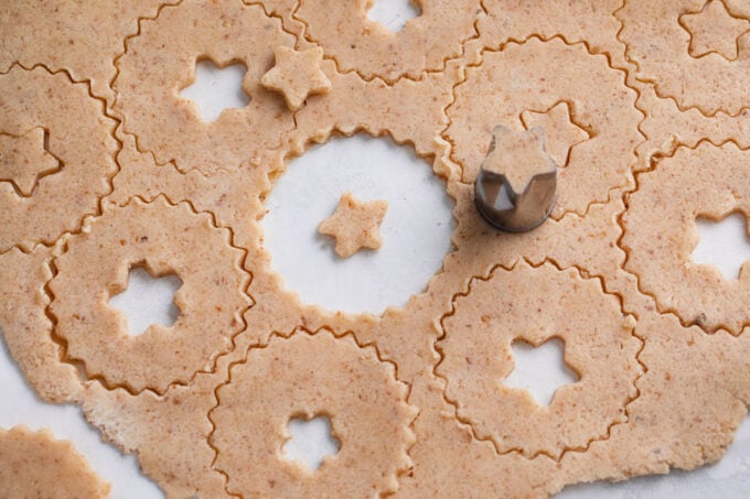 Walnut raspberry Linzer cookies dough.