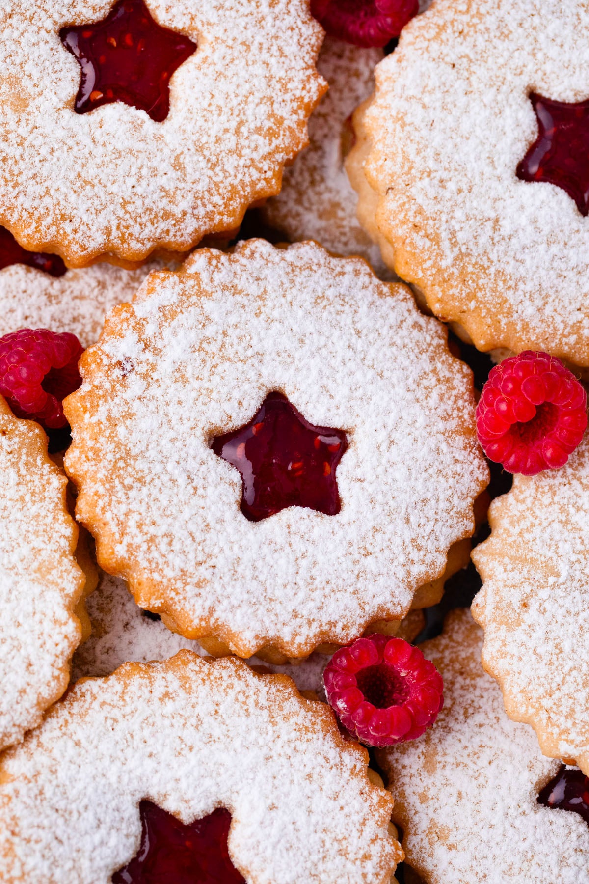 Walnut raspberry Linzer cookies.