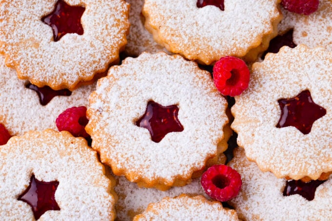 Eggless raspberry Linzer cookies.