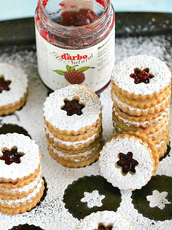 Walnut Raspberry Linzer Cookies