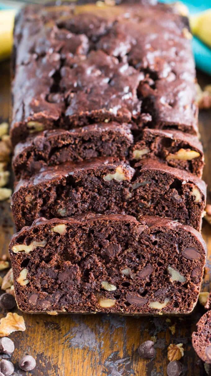 Best Chocolate Banana Bread is the best banana bread you will ever have! Incredibly tender, moist and flavorful, loaded with chocolate chips and crunchy walnuts!