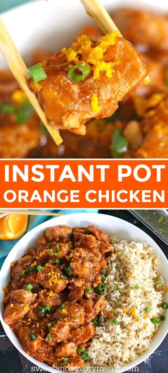 photo collage of instant pot orange chicken for Pinterest