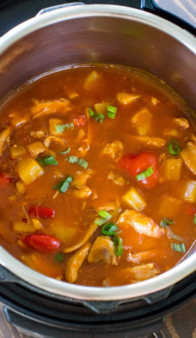 Picture of sweet and sour chicken in the instant pot.