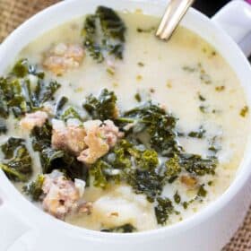 Easy Instant Pot Zuppa Toscana is the Olive Garden Copycat easily made in the Instant Pot in just 40 minutes with budget friendly ingredients.