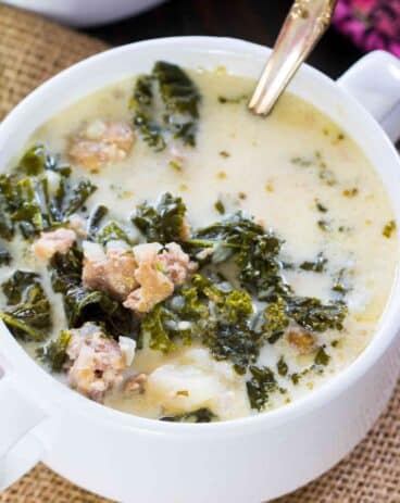 Easy Instant Pot Zuppa Toscana is the Olive Garden Copycat easily made in the Instant Pot in just 40 minutes with budget friendly ingredients.