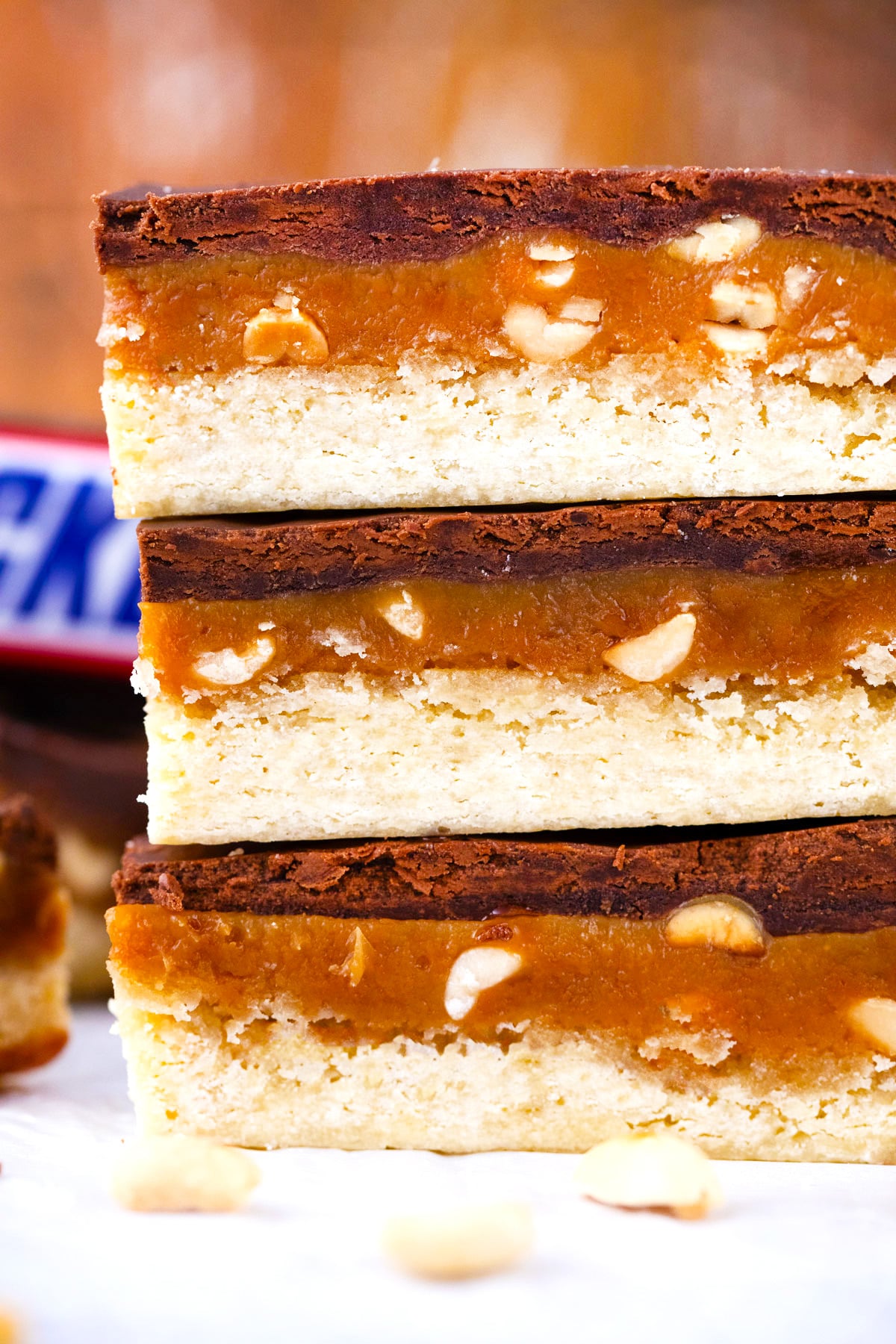 A stack of Snickers cookie bars.