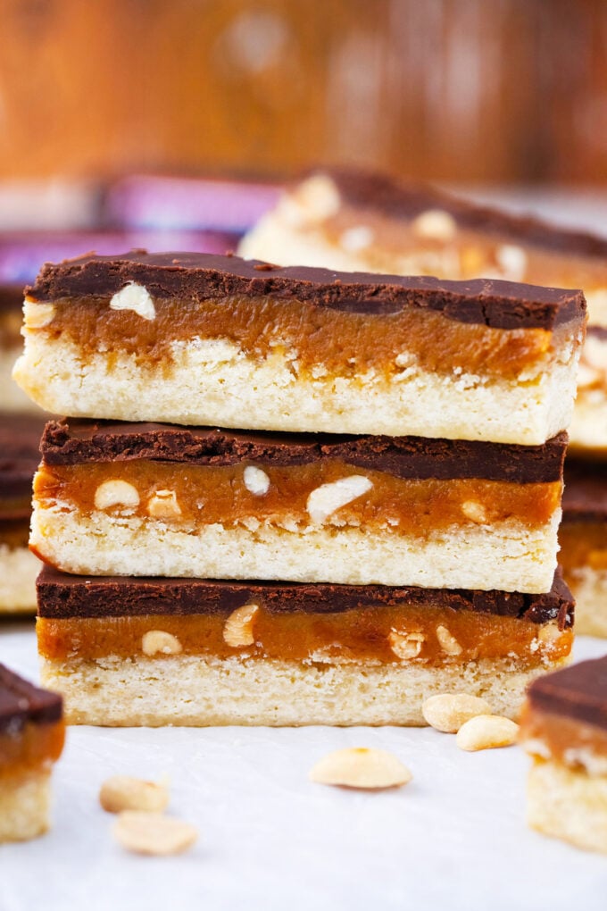 Homemade Snickers cookie bars.