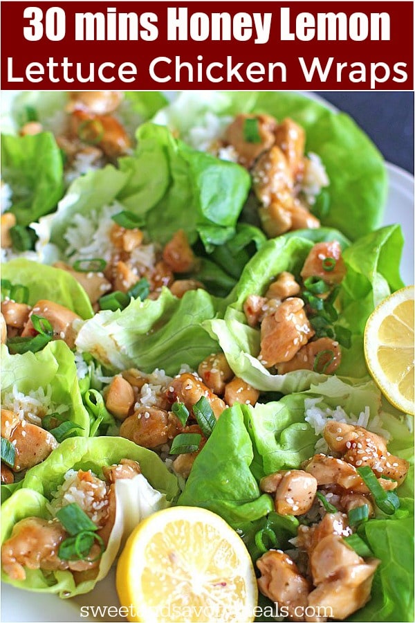 30 mins Honey Lemon Lettuce Chicken Wraps