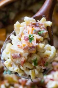 Loaded Baked Potato Salad is the perfect meal to bring to a potluck or to make for a party! Delicious, packed with baked potatoes, cheese and bacon!