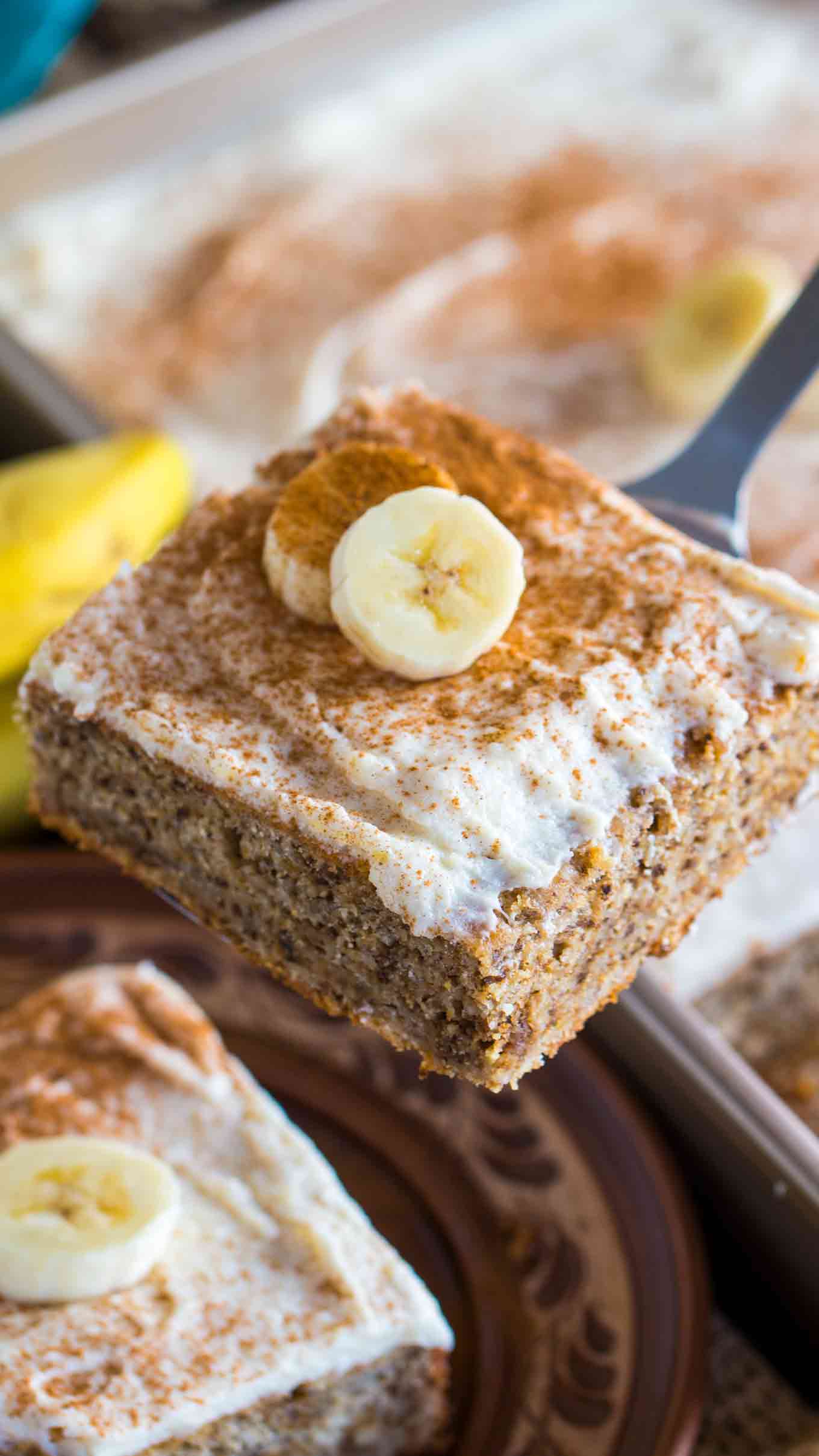 Banana Blondies with Cream Cheese Frosting - Savory Experiments