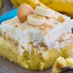 Banana Pudding Poke Cake with Whipped Cream Frosting