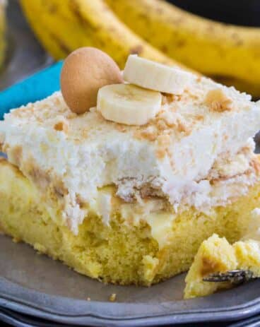 Banana Pudding Poke Cake with Whipped Cream Frosting