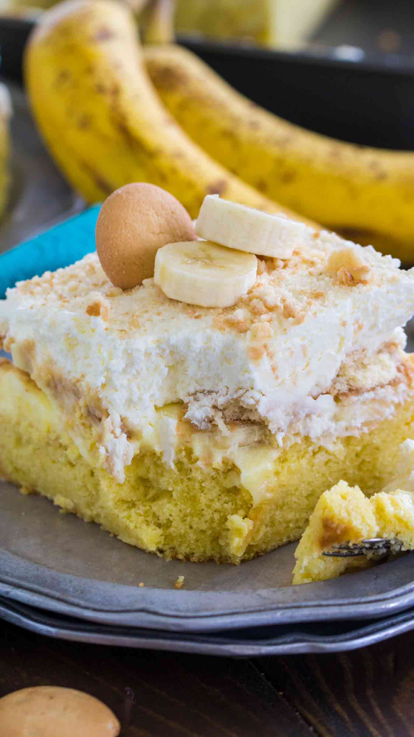 Banana Pudding Poke Cake with Whipped Cream Frosting