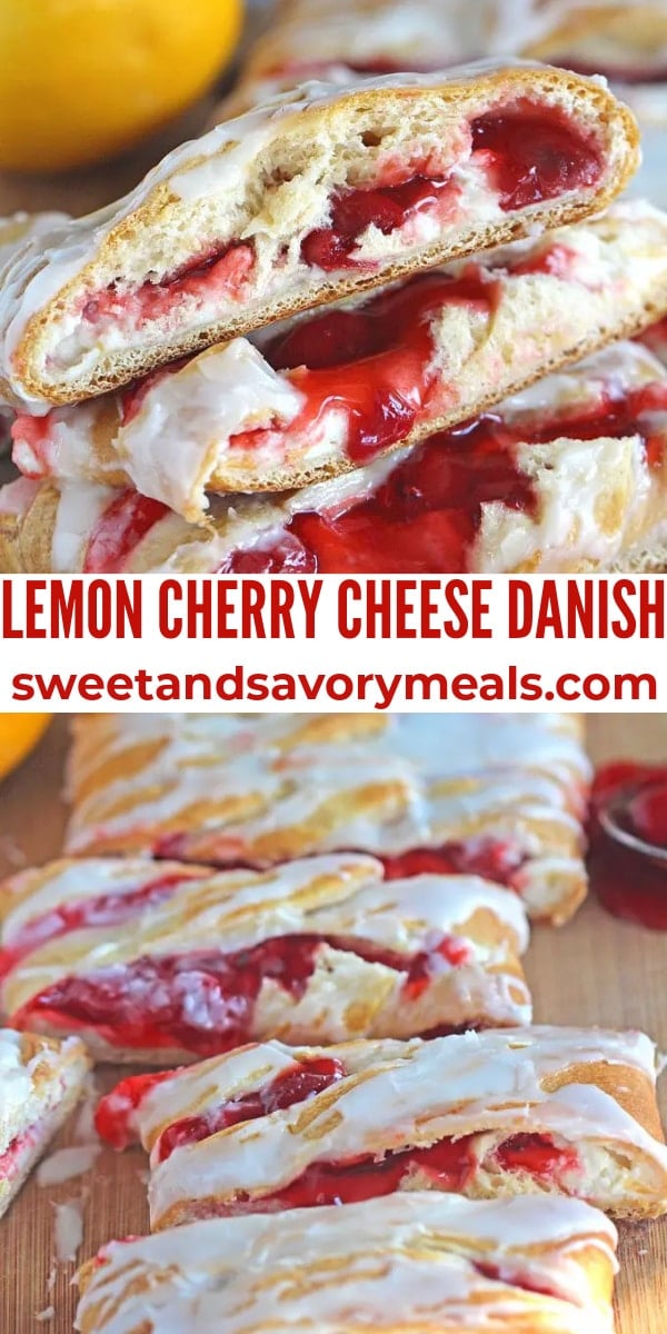 easy lemon cherry cheese danish pin