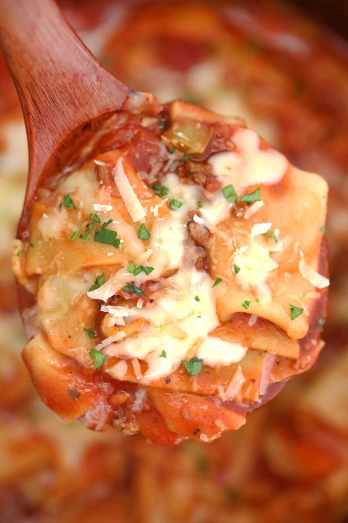 ladle of lasagna soup