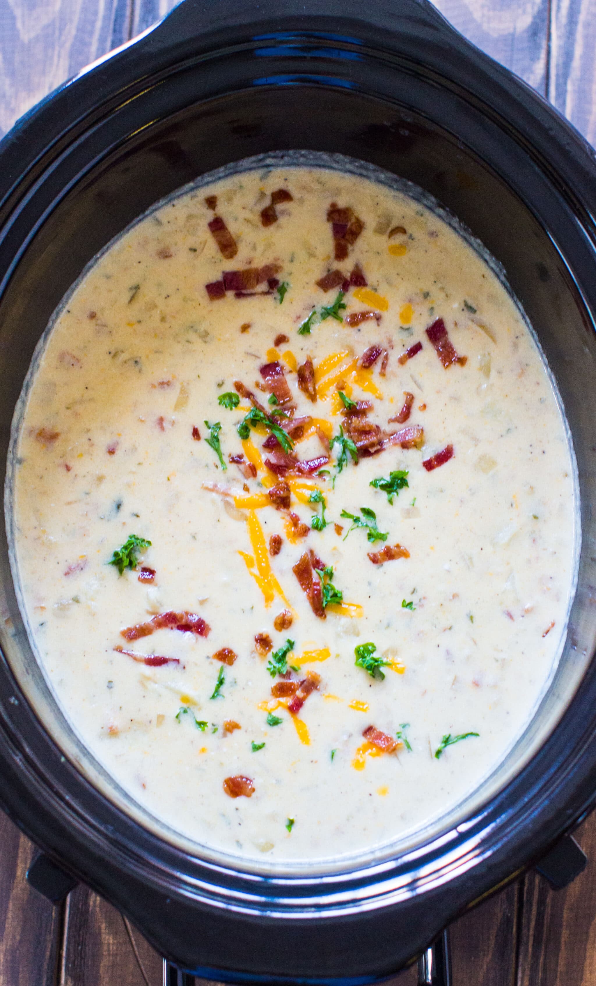 Slow Cooker Baked Potato Soup - Sweet and Savory Meals