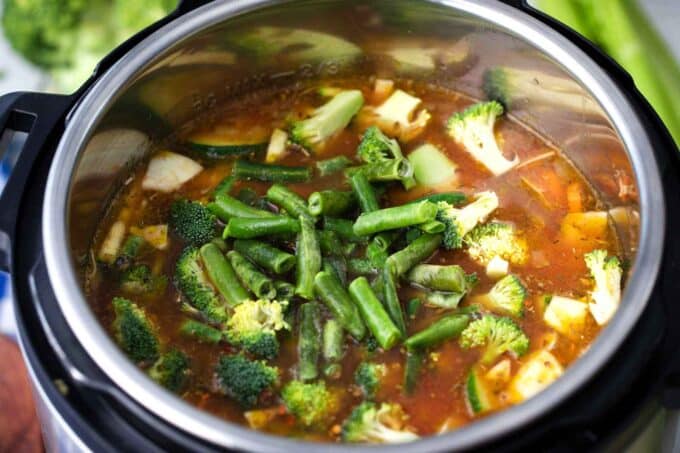 adding green beans to instant pot cabbage soup