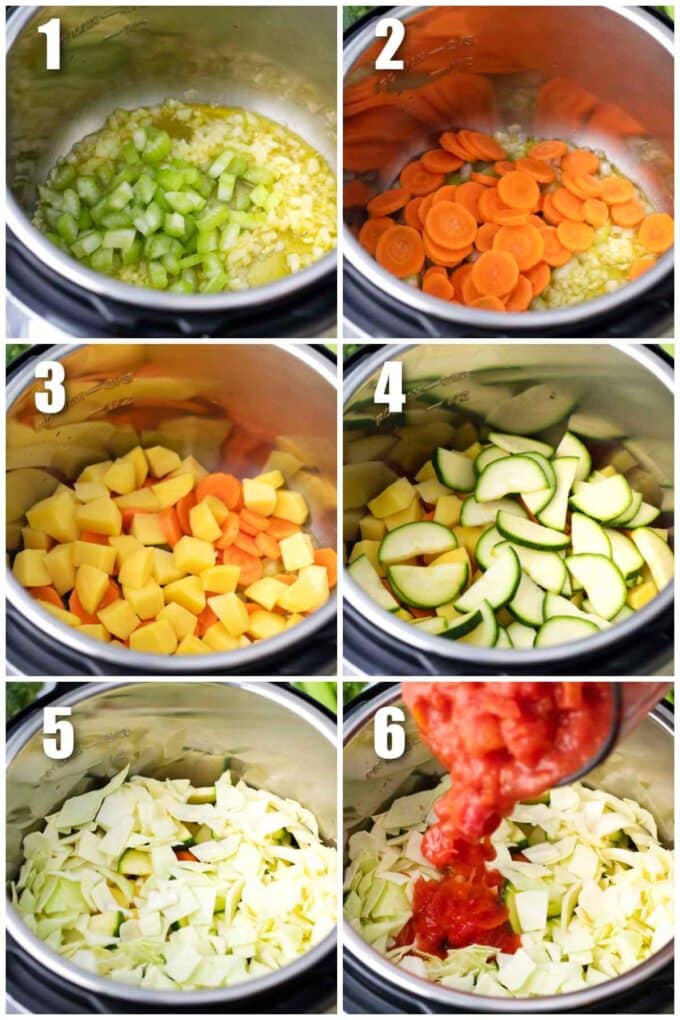 steps how to add veggies to the instant pot for veggie weight loss soup