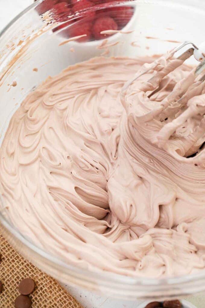 chocolate Baileys whipped cream in a bowl