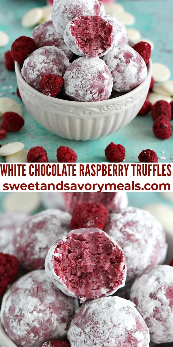 easy white chocolate raspberry truffles pin