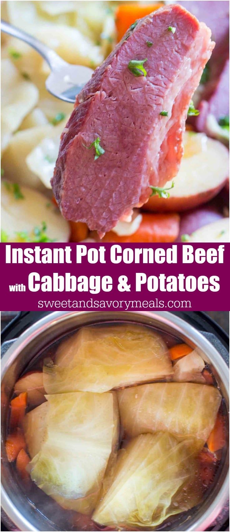 Instant pot corned beef with cabbage and potatoes photo. 