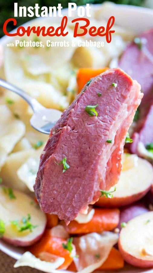 Corned beef and cabbage cooked in the instant pot