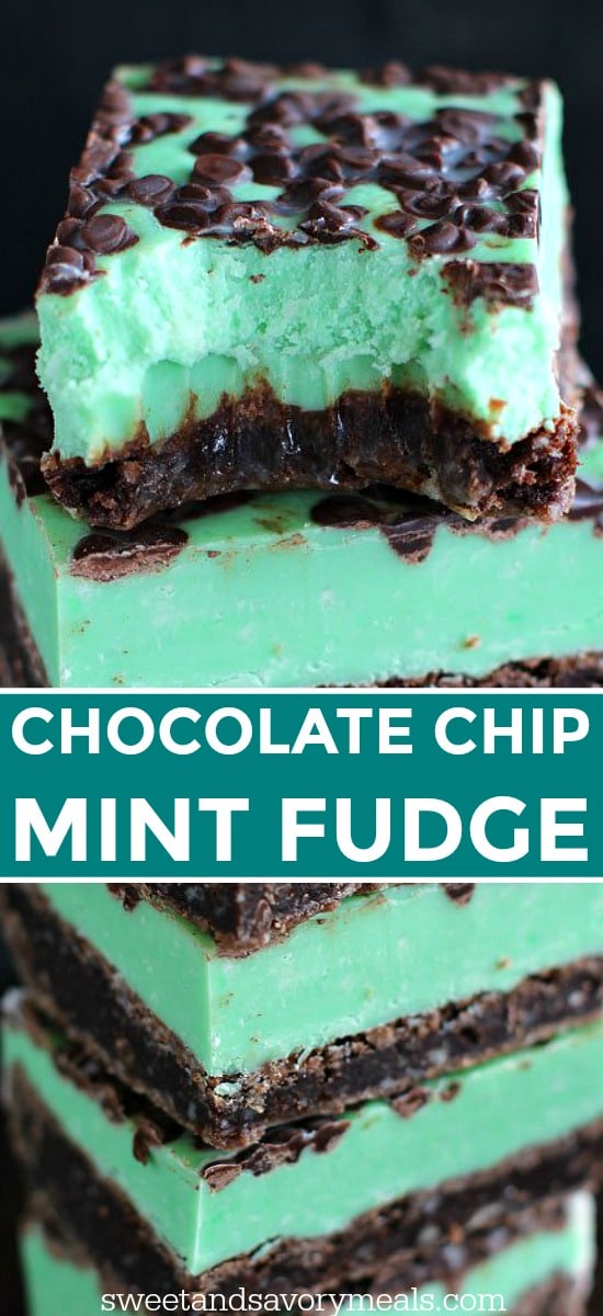 Mint Chocolate Chip Fudge photo collage for long pin