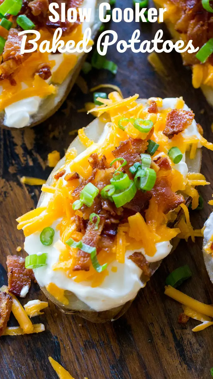 Easy slow cooker baked potatoes
