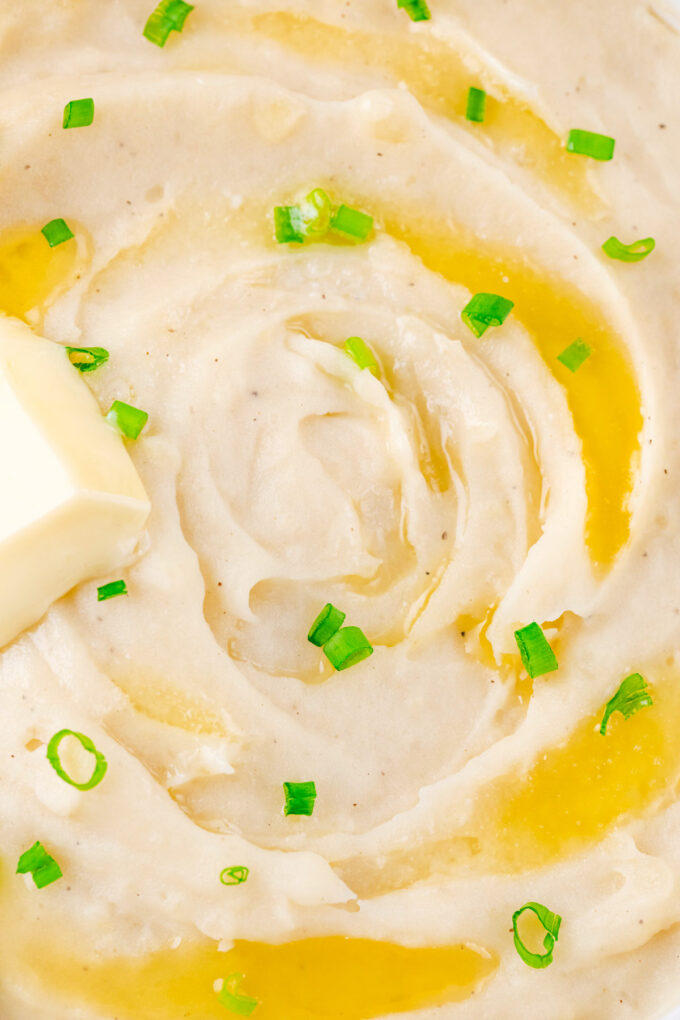 Buttery and creamy Instant Pot mashed potatoes.