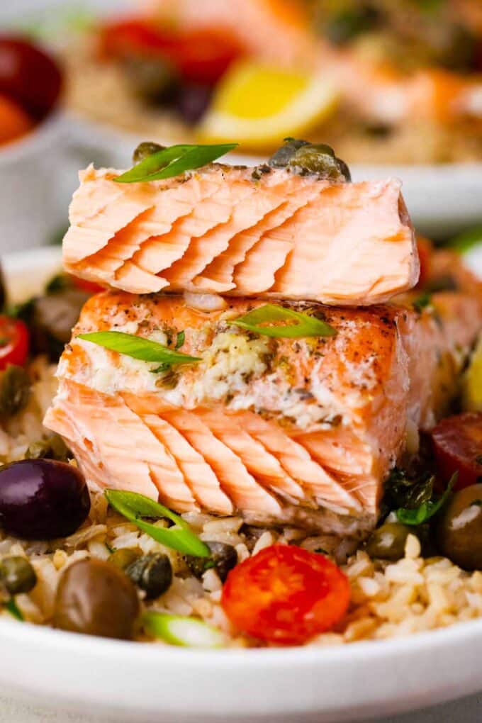 Juicy and tender Mediterranean salmon fillet